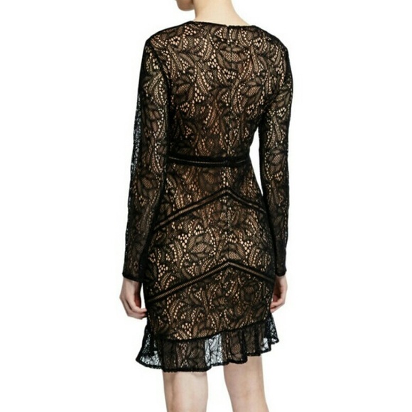 BARDOT Bodycon Elegant Sheer Lace Overlay Cocktail Dress w Nude Lining Size M - Picture 6 of 12